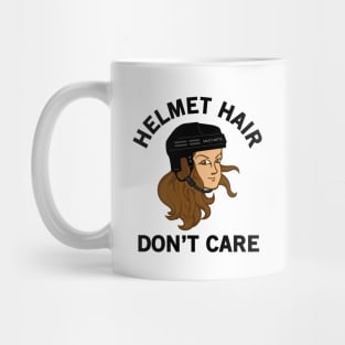 Hockey Helmet Hair Don't Care Brunette Mug